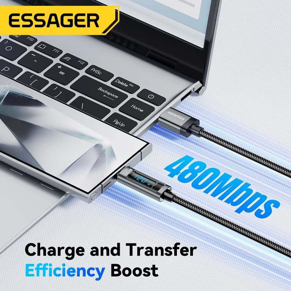 LED 디스플레이가 포함된 120W USB-C 고속 충전 케이블