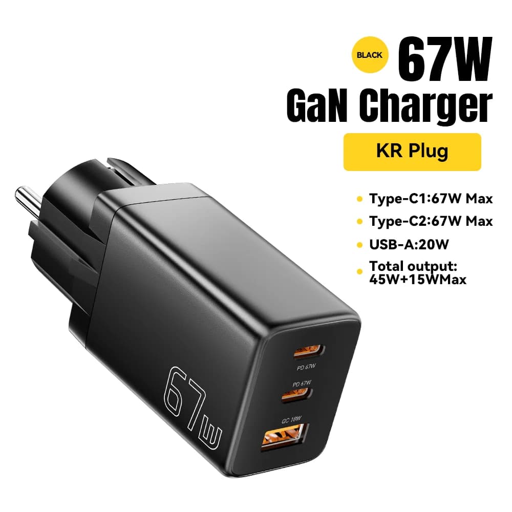 GaN USB Type-C 충전기 (EU/KR 플러그 옵션)